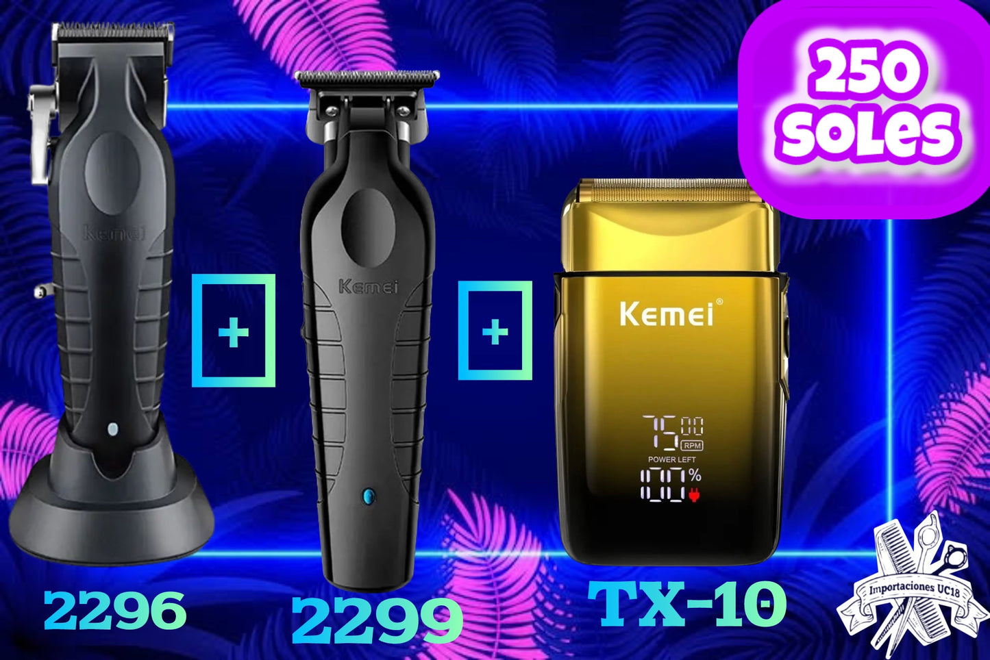 Combo kemei 2296 + 2299 + TX10