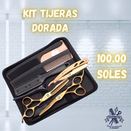 KIT TIJERAS DORADA 6”