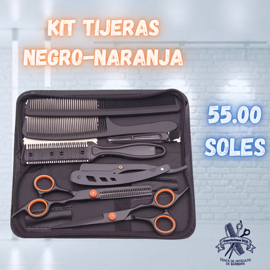 KIT TIJERAS NEGRO - NARANJA